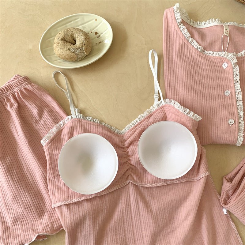 Strawberry Milk PJ Set – 3 - Piece With Padded Charm - Zero Bra