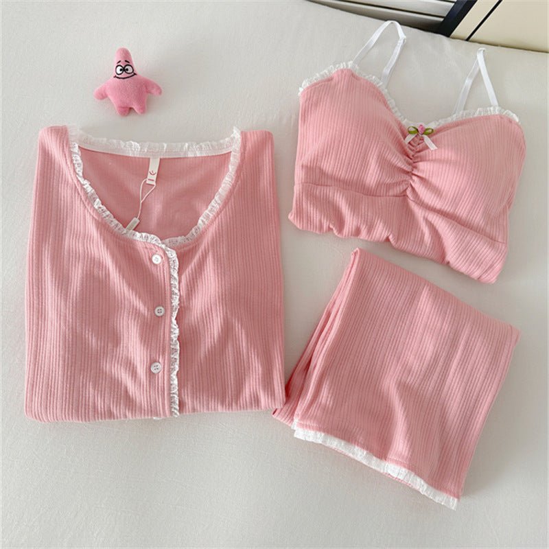 Strawberry Milk PJ Set – 3 - Piece With Padded Charm - Zero Bra