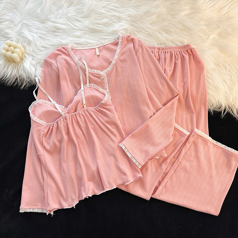 Strawberry Milk PJ Set – 3 - Piece With Padded Charm - Zero Bra