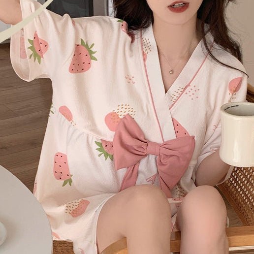 Strawberry Whip Kimono Set – With Padded Berry Bliss - Zero Bra