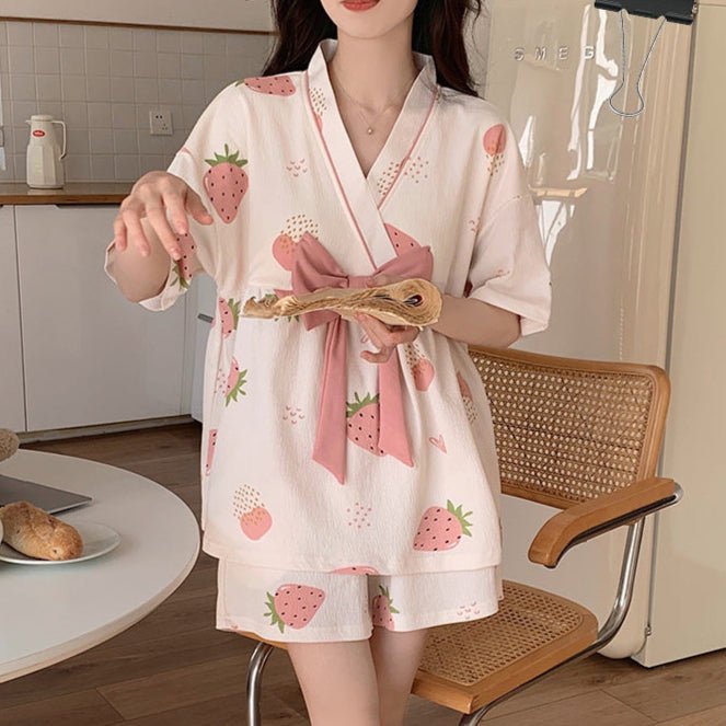 Strawberry Whip Kimono Set – With Padded Berry Bliss - Zero Bra