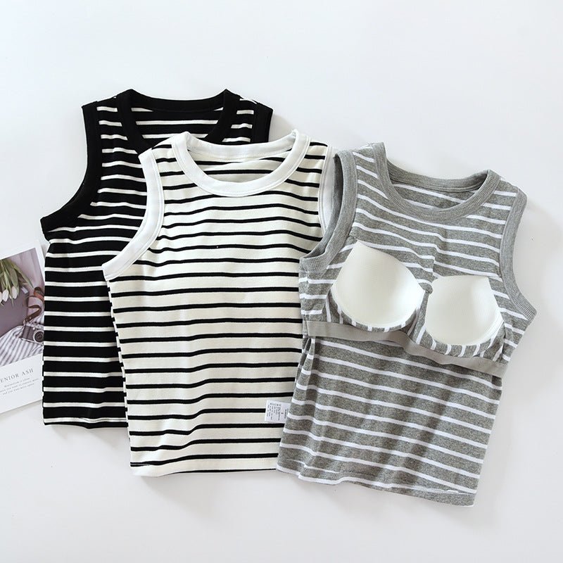 Striped & Supported Built - In Bra Tank – Everyday Fun, Effortless Fit! - Zero Bra