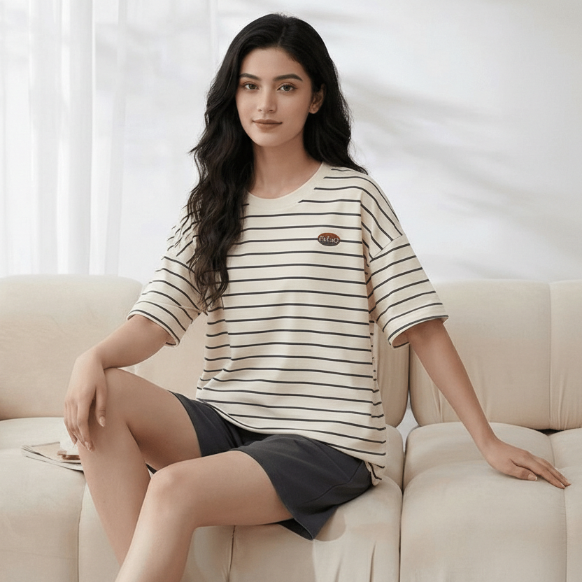 Stripes & Serenity Padded PJ Set – Three Piece Set (3 - Piece Set) - Zero Bra