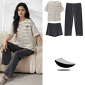 Stripes & Serenity 3-Piece Padded PJ Set