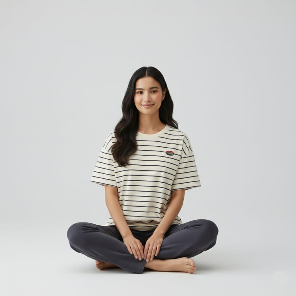 Stripes & Serenity Padded PJ Set – With Padded Bliss - Zero Bra