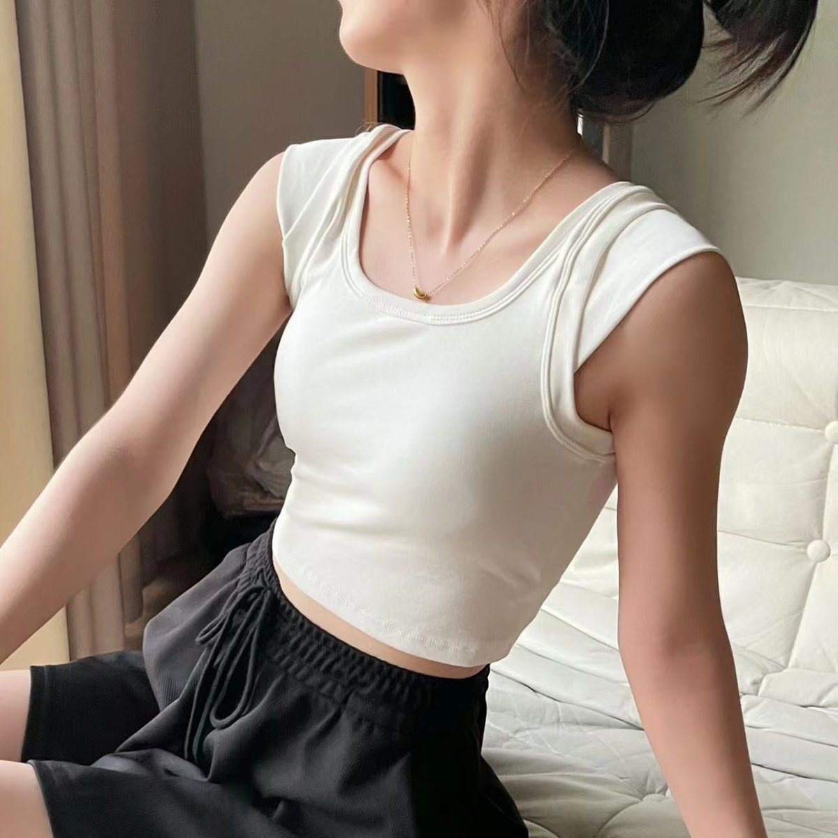 Stylish Cross - Back Ribbed Tank Top – Comfort Meets Trend - Zero Bra