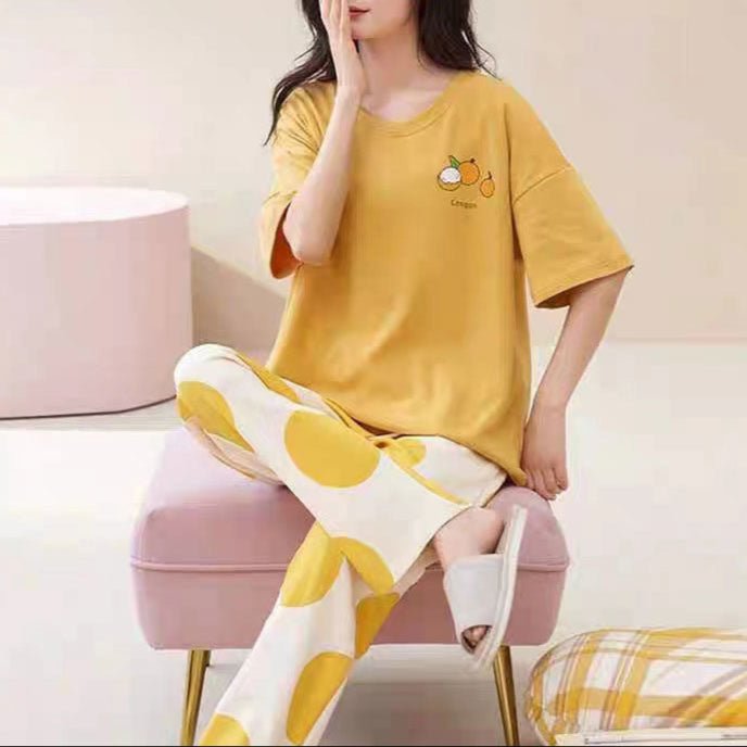 Sunny Longan Sleepwear Set with Padded Support - Zero Bra