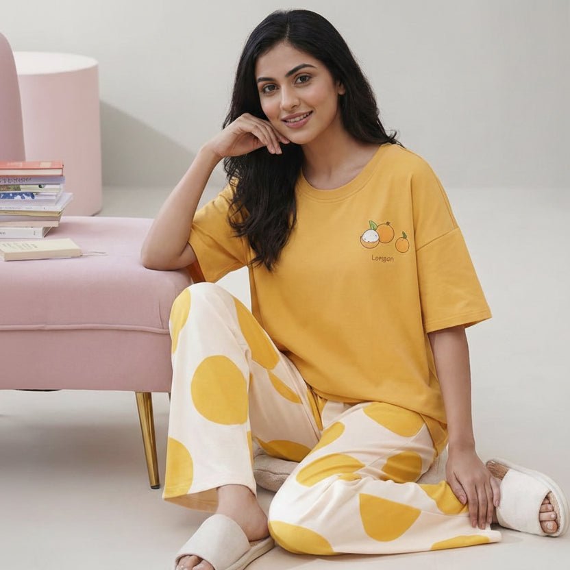 Sunny Longan Sleepwear Set with Padded Support - Zero Bra