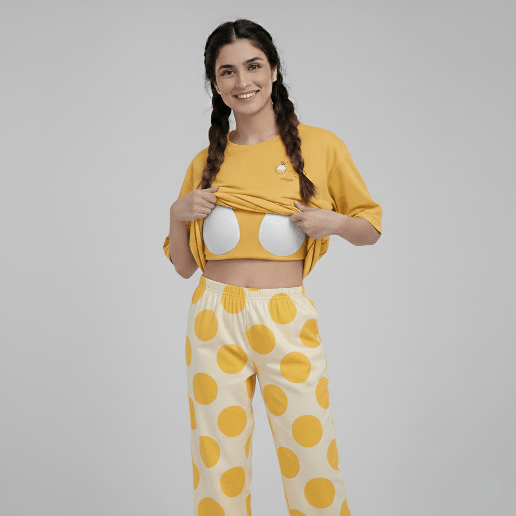 Sunny Longan Sleepwear Set with Padded Support - Zero Bra