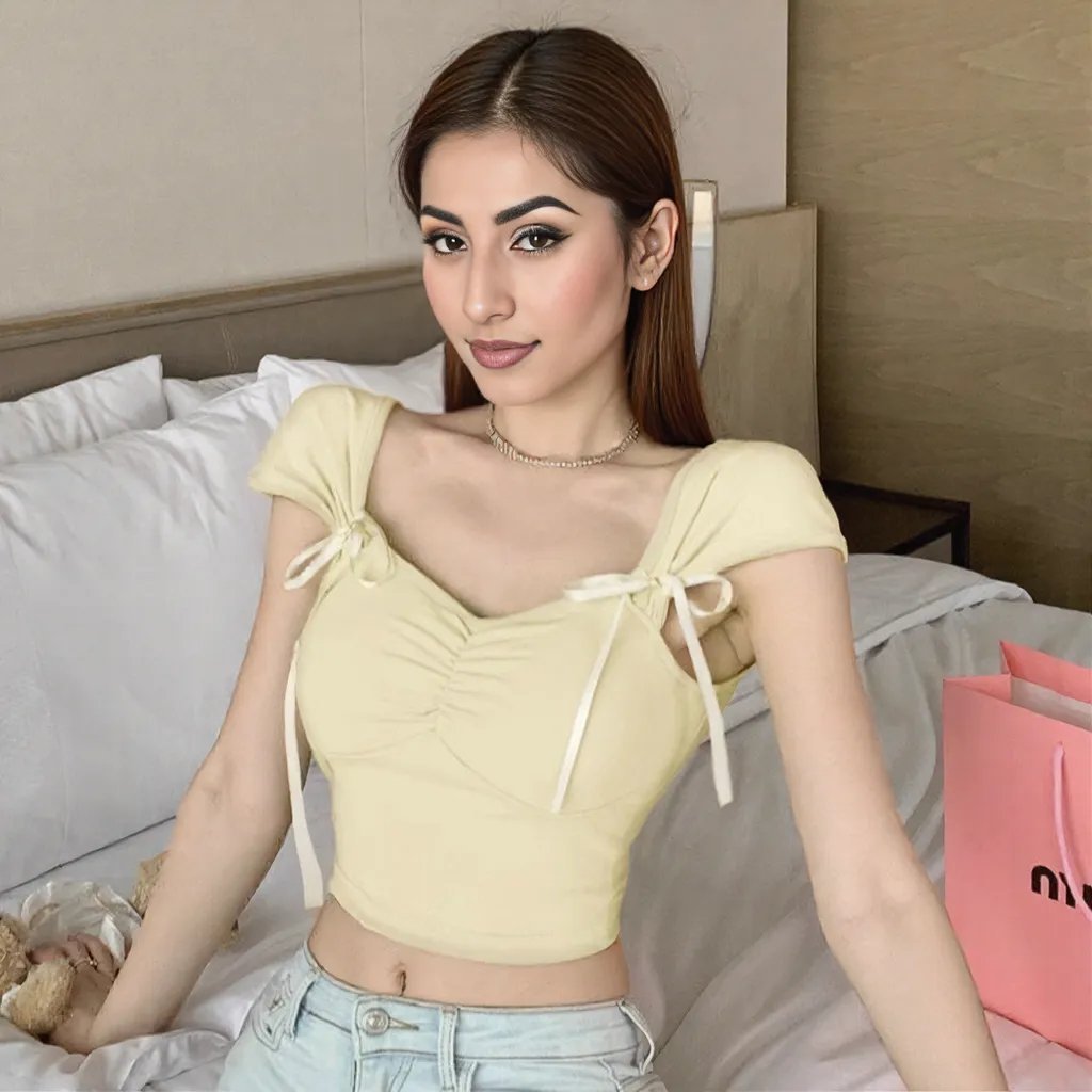 Sweet Tie - Detail Puff Sleeve Crop Top – Flirty & Fun - Zero Bra