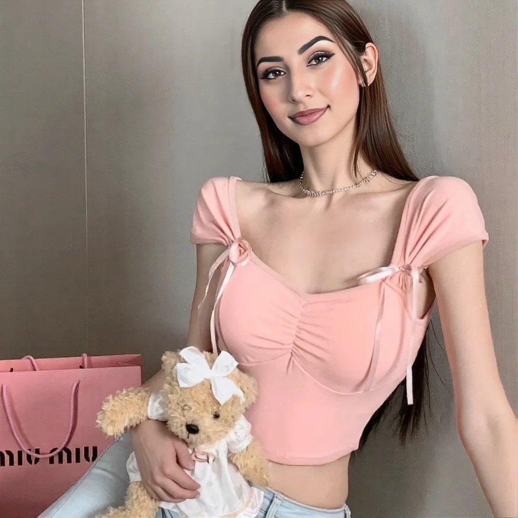 Sweet Tie - Detail Puff Sleeve Crop Top – Flirty & Fun - Zero Bra