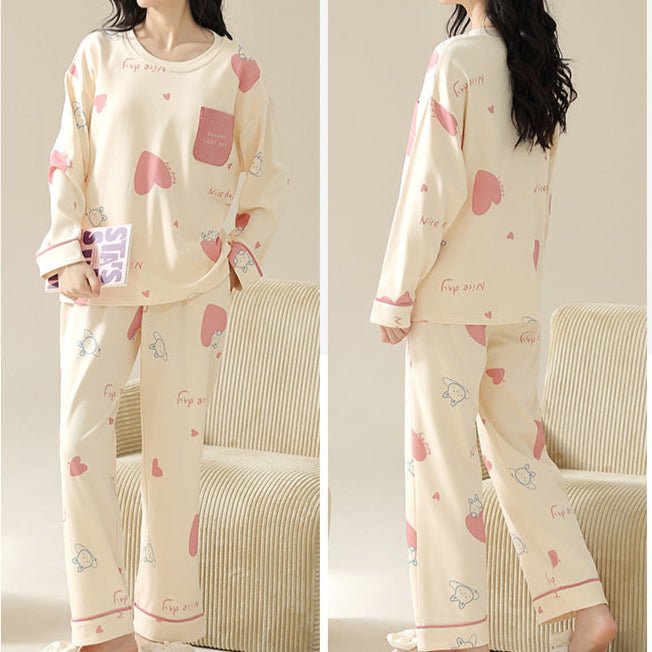 Sweetheart Bunny Padded PJ Set – Blush Beige Edition - Zero Bra