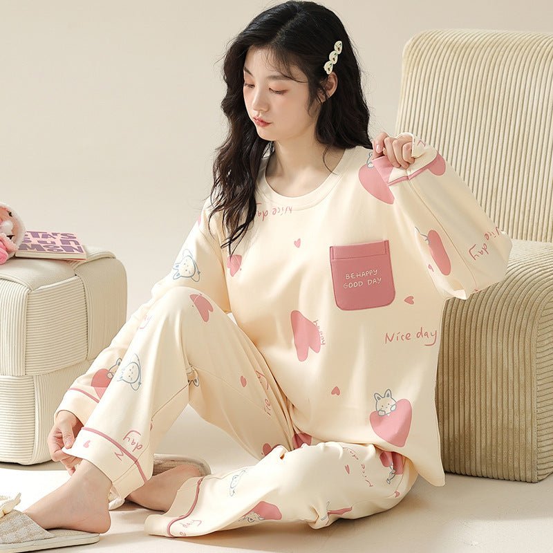Sweetheart Bunny Padded PJ Set – Blush Beige Edition - Zero Bra