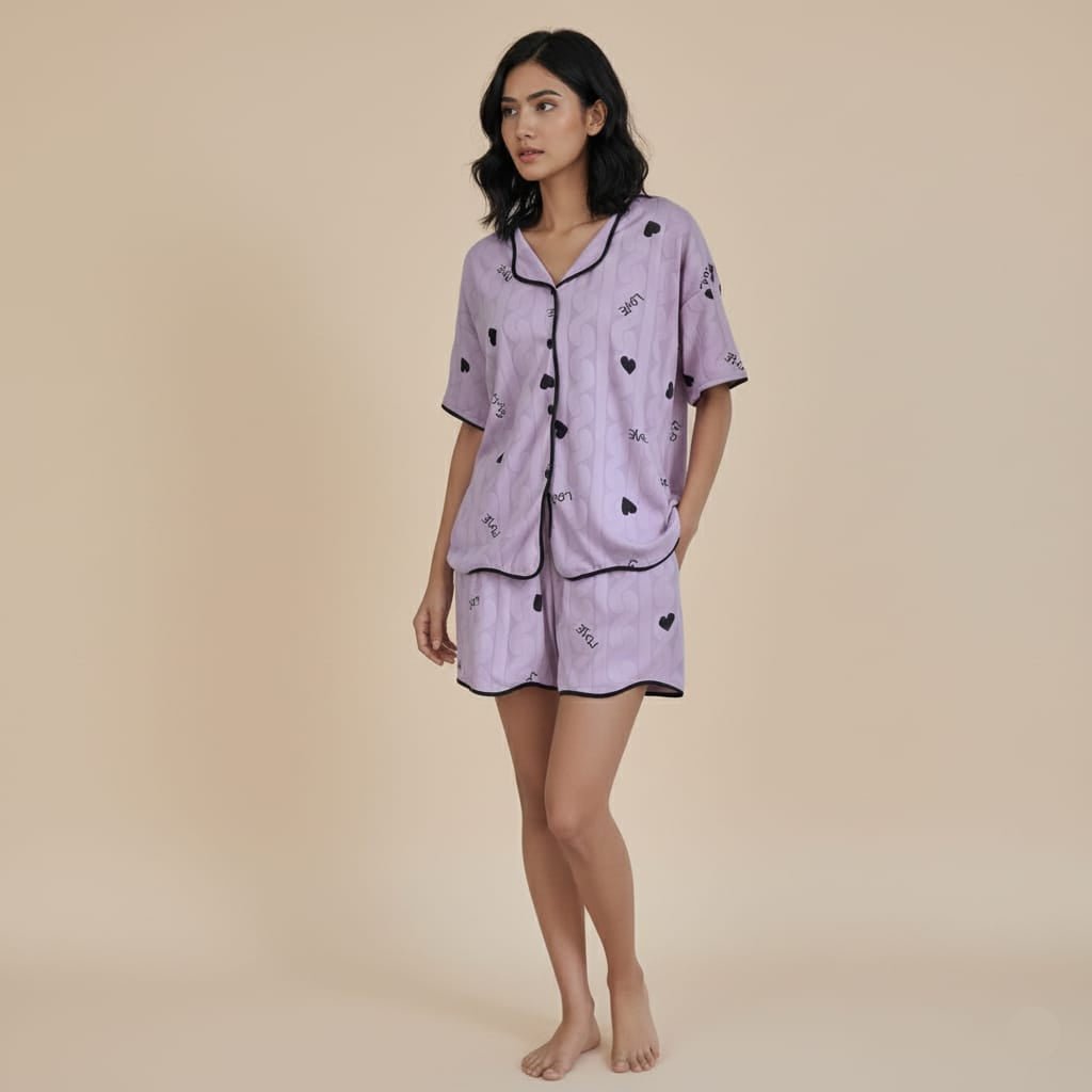 Sweetheart Vibes Pajama Set – With Padded! - Zero Bra