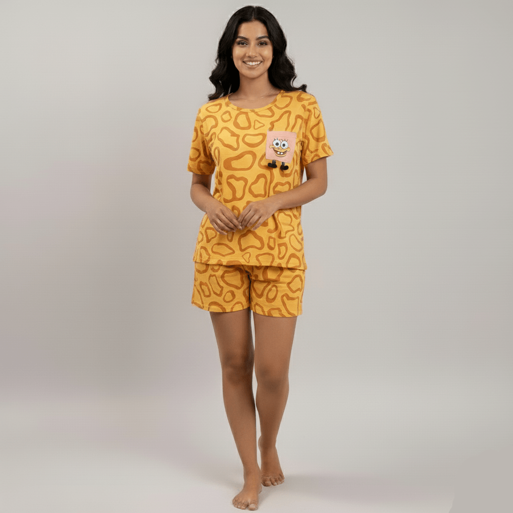 Teddy Peach Dreams – With Built - In Padded Pajama Cozy Support - Zero Bra