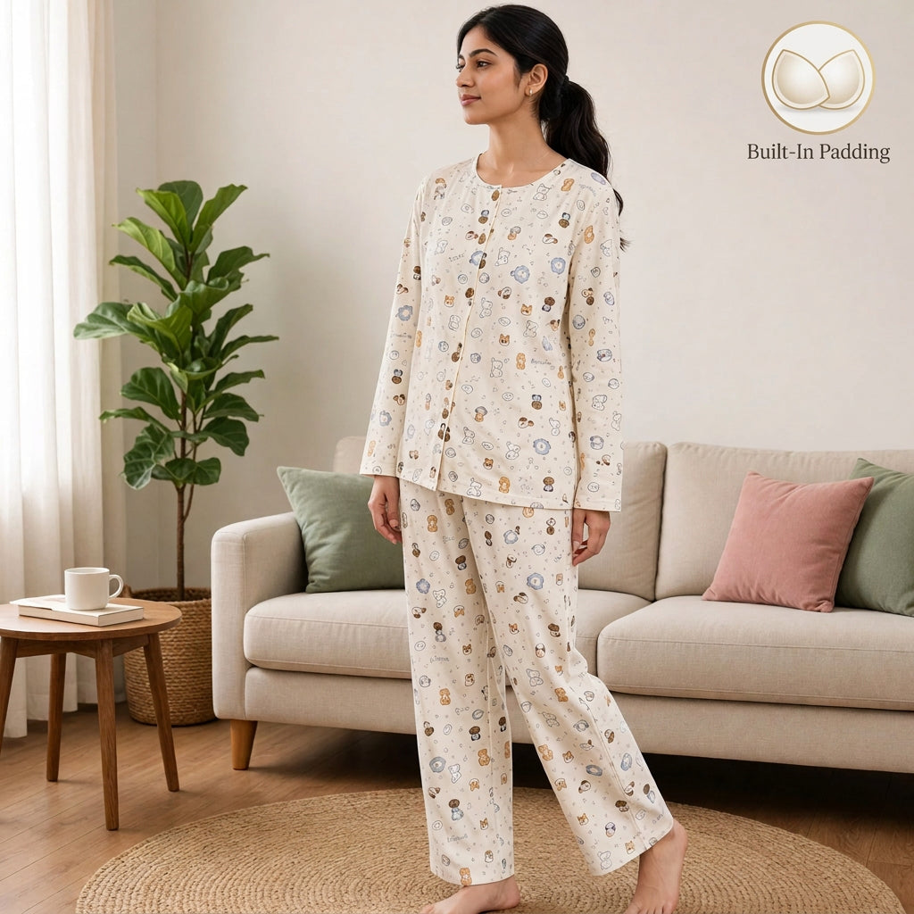 Teddy Snuggle Padded Night Suit