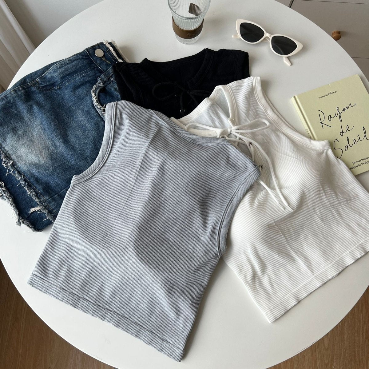 Tie - Front Sleeveless Crop Top with Built - in Bra – Effortless Chic - Zero Bra