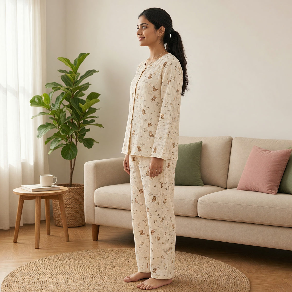 Tiny Teddy Garden Padded Night Suit