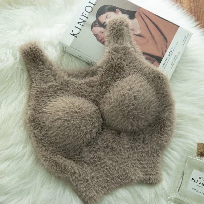 Ultra - Cozy Fuzzy Built - In Bra Top – Soft & Warm - Zero Bra