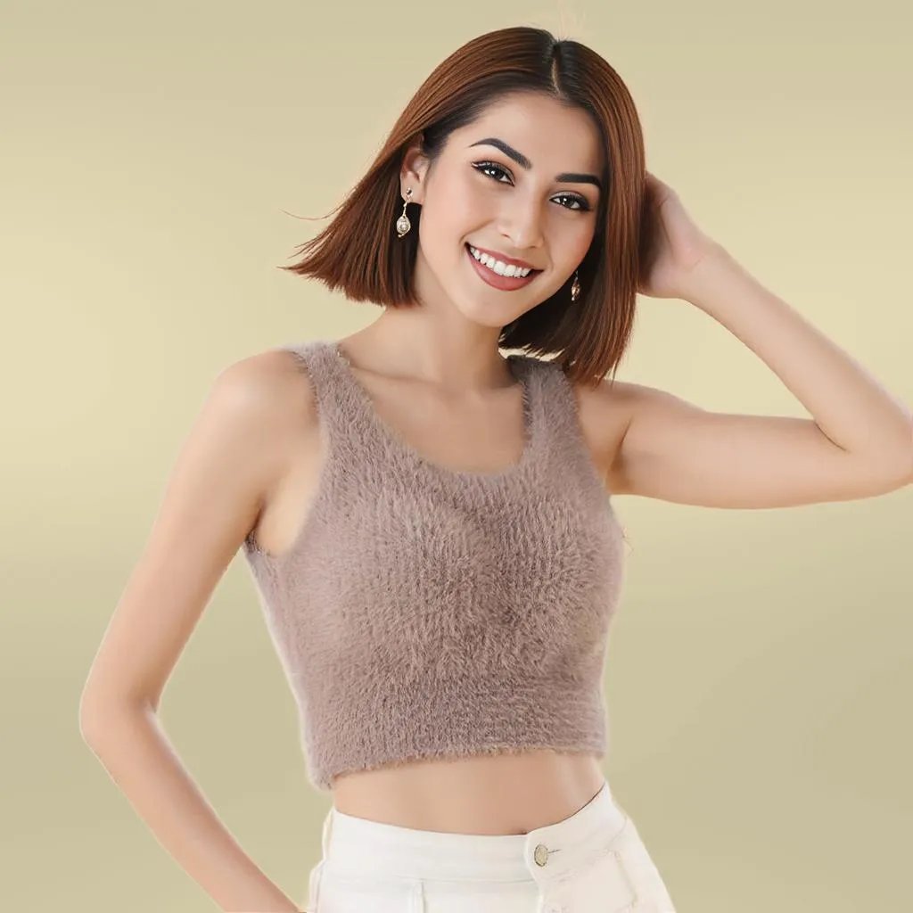 Ultra - Cozy Fuzzy Built - In Bra Top – Soft & Warm - Zero Bra