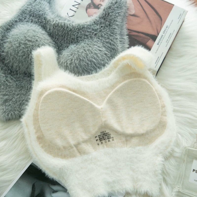 Ultra - Cozy Fuzzy Built - In Bra Top – Soft & Warm - Zero Bra