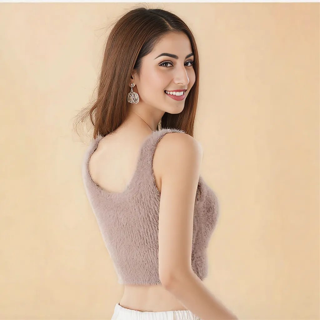 Ultra - Cozy Fuzzy Built - In Bra Top – Soft & Warm - Zero Bra