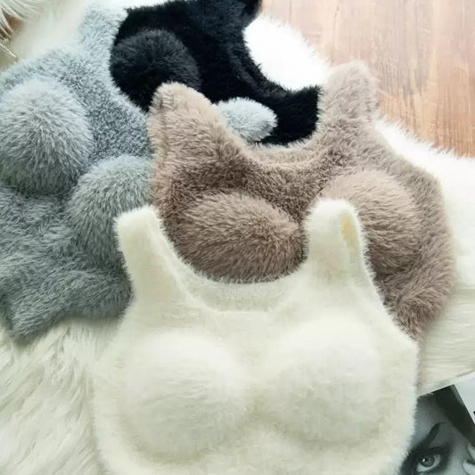 Ultra - Cozy Fuzzy Built - In Bra Top – Soft & Warm - Zero Bra