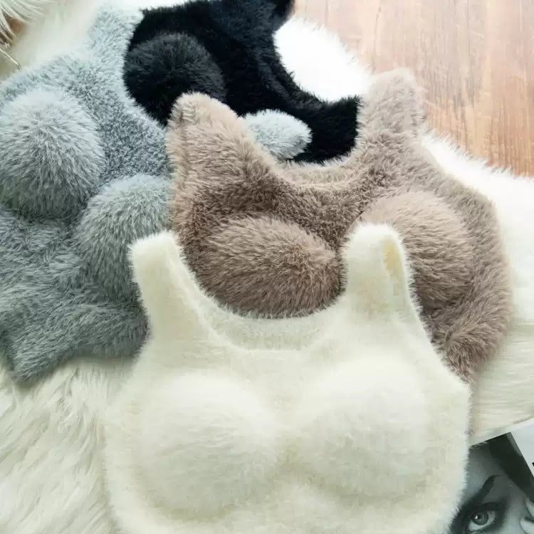 Ultra - Cozy Fuzzy Built - In Bra Top – Soft & Warm - Zero Bra