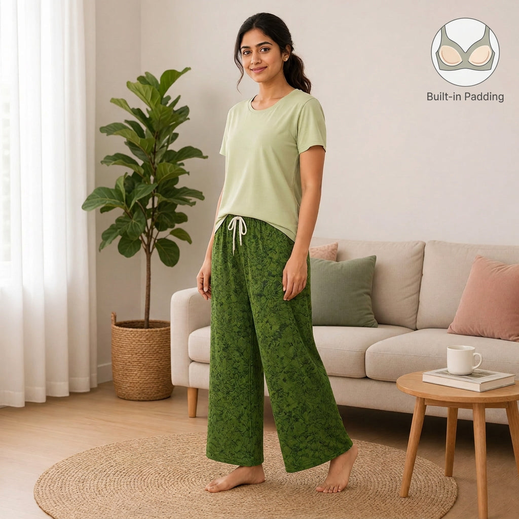Verdant Bloom Padded Night Suit