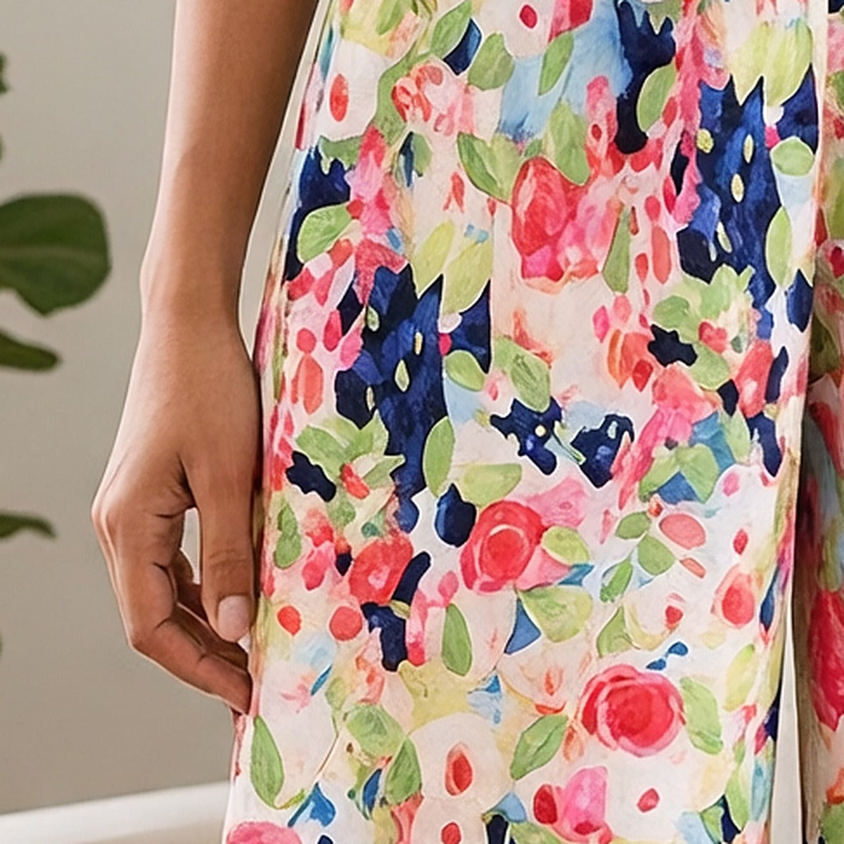 Watercolor Floral Wide-Leg Lounge Pants