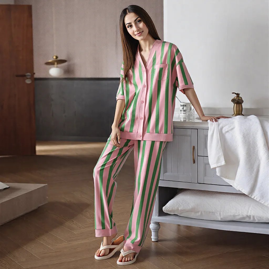 Watermelon Stripes PJ Set – With Padded Freshness - Zero Bra
